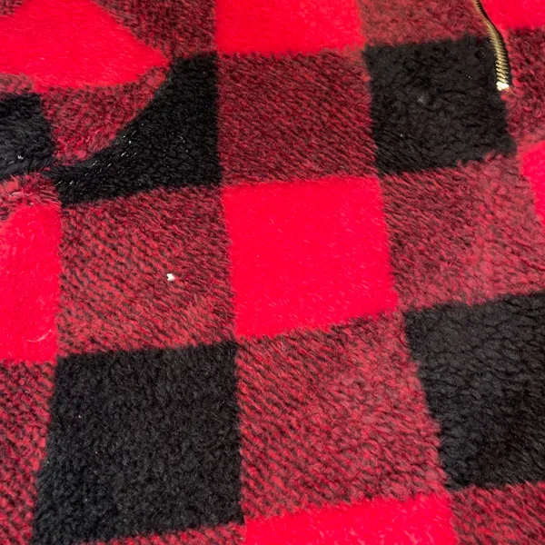 Ethyl Clothing Gorpcore Winter Pullover Women XL Red Black Buffalo Plaid Sherpa - Image 7