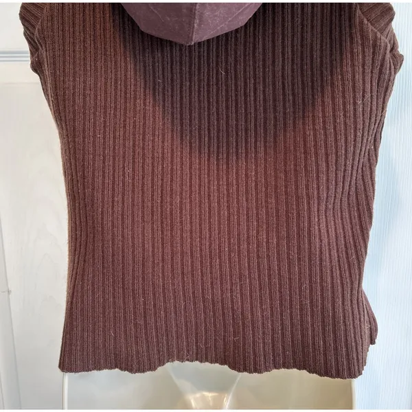 Free People Nordic‎ Southwest Boho Brown Puffer Vest Hooded Embroidered Womens M - Image 7