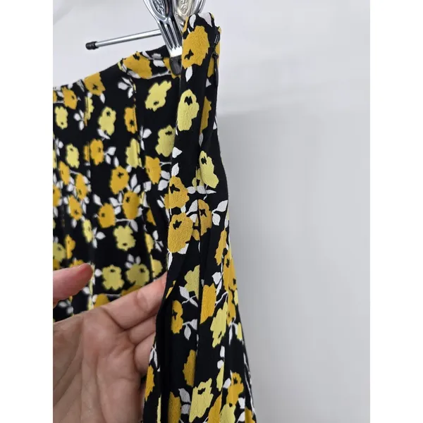 Boden Skirt Womens 12 Floral Black Yellow Pleated‎ A-Line EUC - Image 2