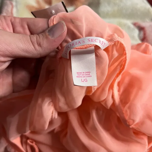 PINK LG salmon pink v neck short teddy - Image 4