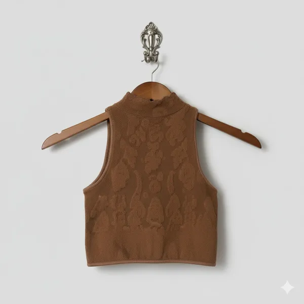 Out From Under XS/S Textured Seamless Cut Out Tank Polyamide Brown Crop Top - Image 2