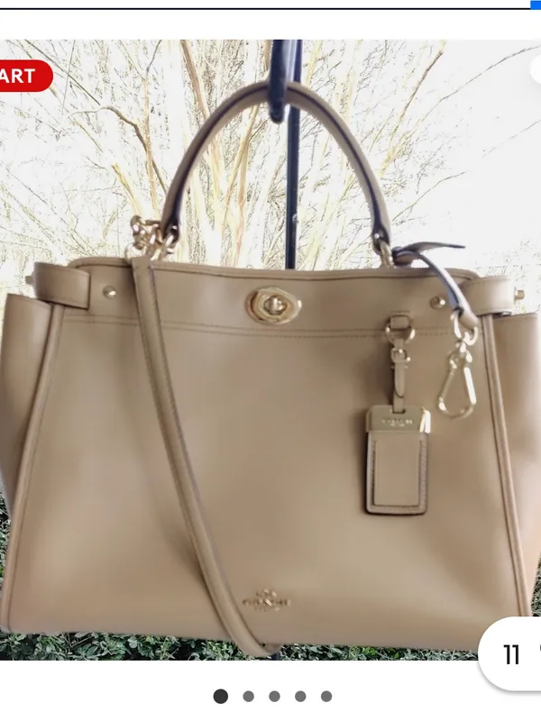 Gorg Authentic Vintage Coach Large Gramercy Leather Satchel – Beige – Pre-Owned - Image 2