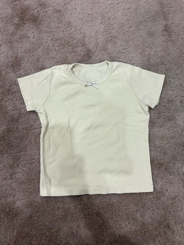 Daily Drills Cream Pointelle Set Baby Tee and wide leg pants - Image 4