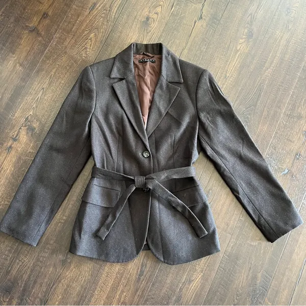 SISLEY brown tweed belted tailored blazer - Image 9