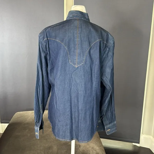 Vintage Stubbs Collection Denim Button-Up Long Sleeve Shirt NO BUTTONS Size L - Image 4