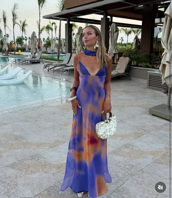 Zara Vibrant Multicolor Maxi Dress halter scarf flowy bodycon evening party - Image 5