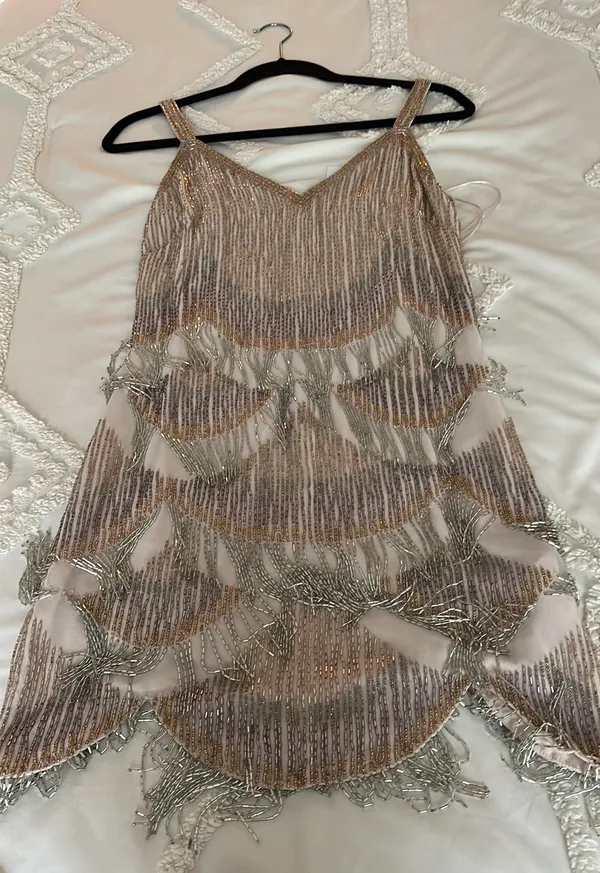 ASOS Miss Selfridge embellished gold mini dress - Image 5