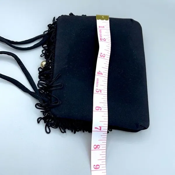 Vintage Black satin fringe bag. - Image 6