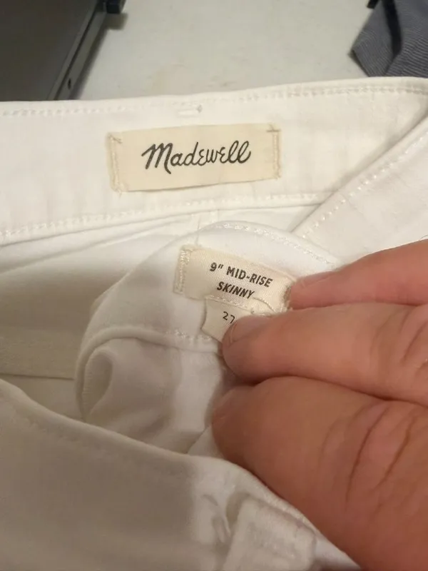 Madewell White Denim 9" Mid-Rise Skinny Capri Crop Jeans Button Fly 27 Waist - Image 4
