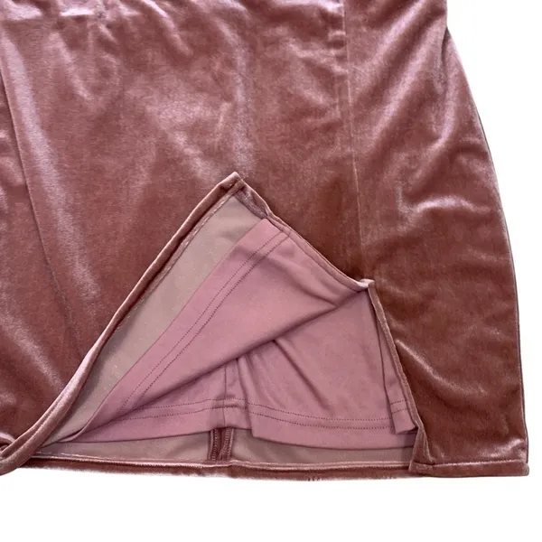 Mable Mauve Velvet Mini Skirt Side Slit Soft Glam Trendy Womens M - Image 3