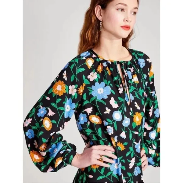 KATE SPADE NEW YORK KATE SPADE Floral Garden Tulip Dress In Black LARGE - Image 13