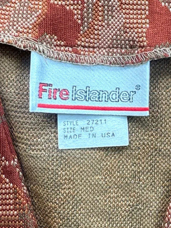 Vintage Fire Islander Jacquard Blazer Jacket Burnt Orange Medium - Image 3