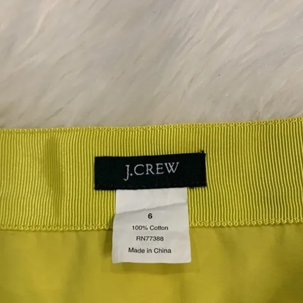 J. Crew pleated A-line side zip skirt chartreuse cotton poplin 6 - Image 2