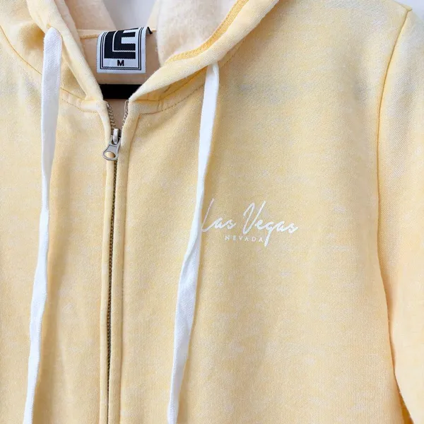 Las Vegas Yellow Burnout Zip-Up Hoodie - Image 2
