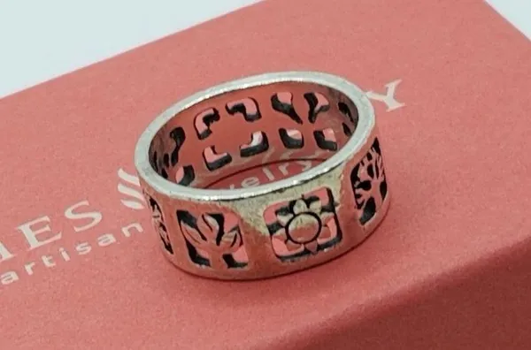 James Avery Vintage FOUR SEASONS Band Sterling Silver Ring Size 6 Sun Tree Plant - Image 2
