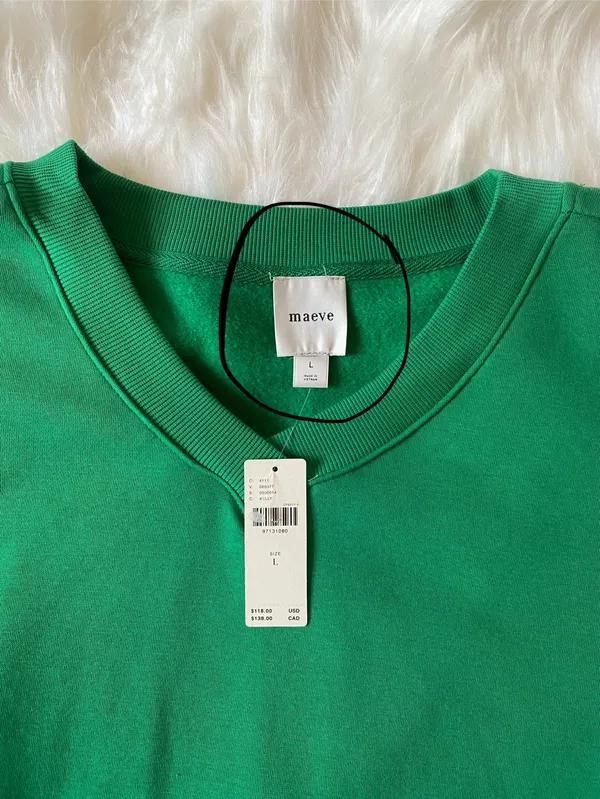 Anthropologie Maeve Ruffle Hem V-Neck Pullover Kelly Green Size L Preppy - Image 8