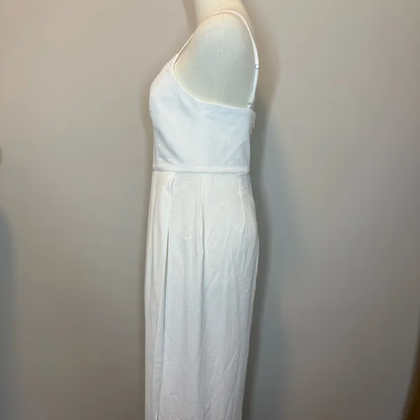Lulu's Elegant White V-Neck Midi Slip Dress - Image 3