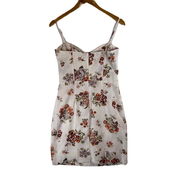 Brock Collection x‎ H&M Floral Bustier Mini Dress Pink Rose Linen Blend - Image 2