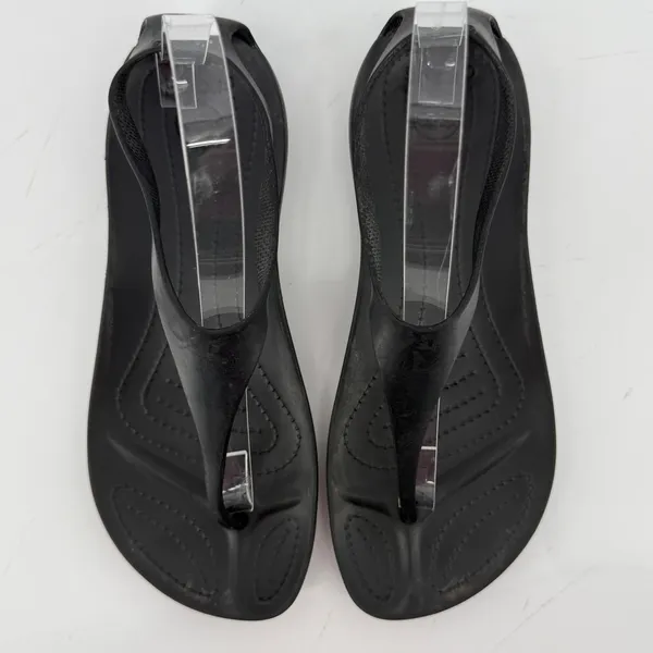 Crocs Sexi Flip Sandal Slip On Black Women 7 Slingback Thong Casual Barefoot - Image 3
