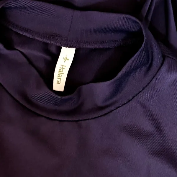 HALARA Navy Blue Mock Neck Long Sleeve Pocket Flare Maxi Casual Dress Knit XS - Image 13