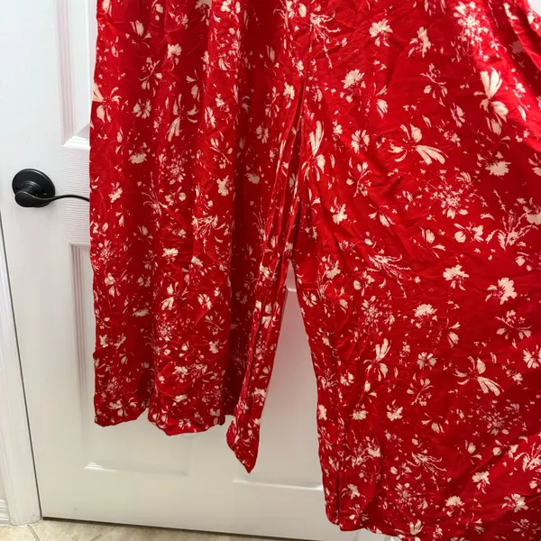 Free People Color Colour‎ My World Jumpsuit Red Floral Beige READ PLEASE Pants - Image 12