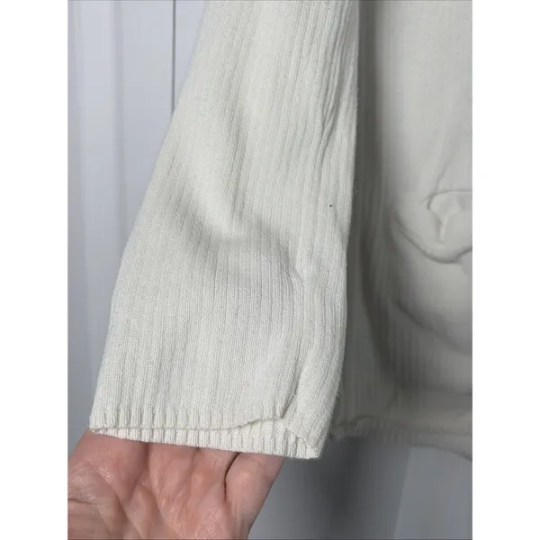 Lilly Pulitzer Ribbed V-Neck Cardigan Womens Size XS‎ White Gold Button Cotton - Image 2