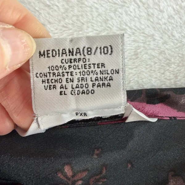 Vintage Y2K M Medium Cami Tank Top Dark Romantic Gothic Floral Shirt Black Satin - Image 9