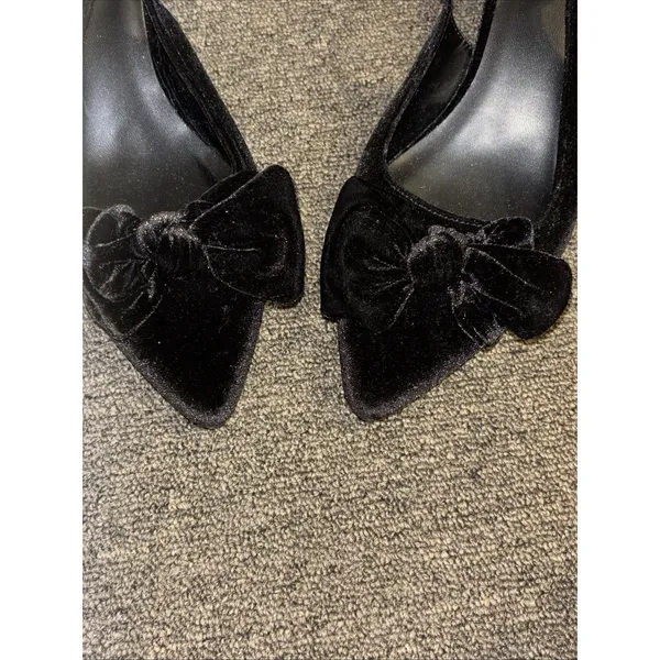 Sophia Taylor Madison Bow Black Velvet Sling Back Kitten Heels Sz 12 - Image 13