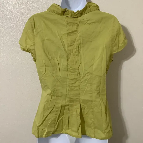 Vintage Y2K Green Fairycore Cottagecore Fairy Ruffle Cotton Button Up‎ Top Sz 10 - Image 7