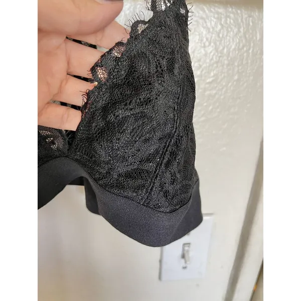 Victoria’s Secret Womens Bralette Bra Black Lace Triangle Logo Pullover Sz Small - Image 5