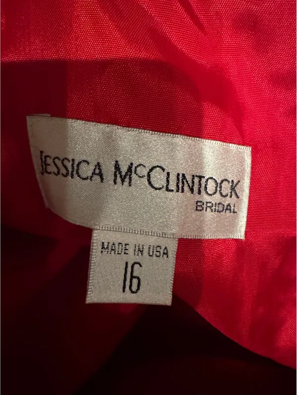 Vintage Jessica McClintock Strapless Red Cocktail Dress - Image 4