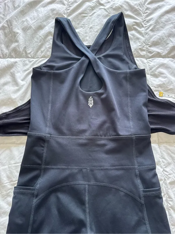 Free People Black Racerback Runner Runsie Athletic Onesie Romper XS NWOT - Image 8