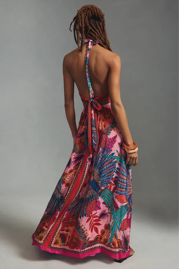 Farm Rio macaw scarf maxi dress small - Image 3