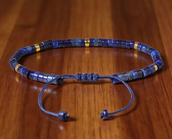 Exquisite Lapis Lazuli Bracelet - Adjustable Simple Blue Gemstone Bracelet - Image 2