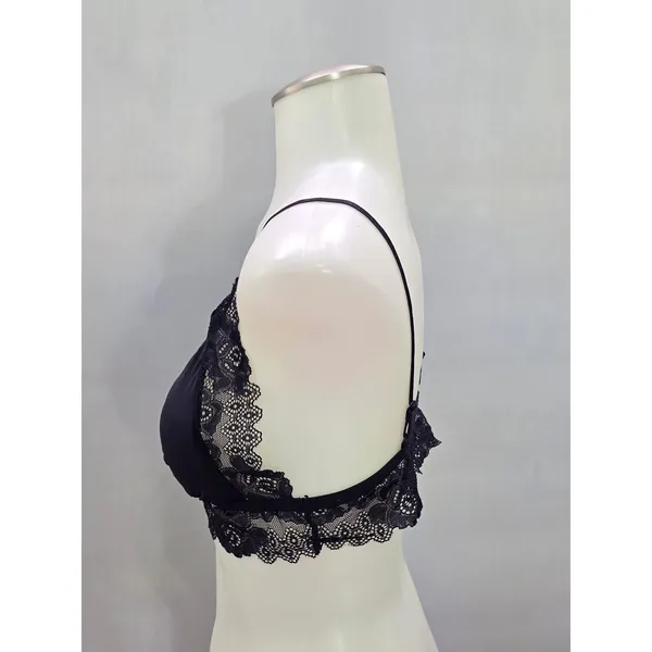 Black Goth Fairy Whimsy Romantic Boudoir Bridal Cottage Lingerie Lace Bralette L - Image 3