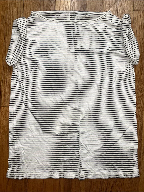 Lands End Canvas Cotton Striped Nautical Black and White Top sz small - Image 2