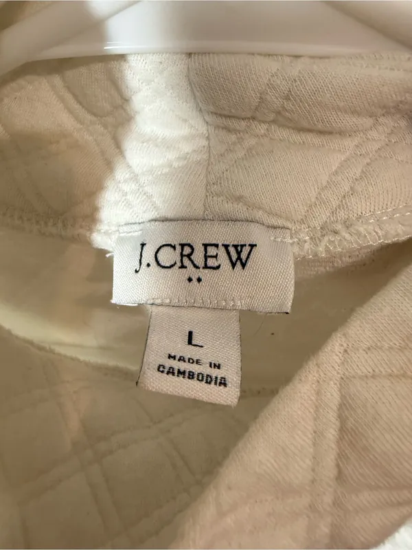 J. Crew Cream Quilted Turtleneck Pullover Large - Image 5