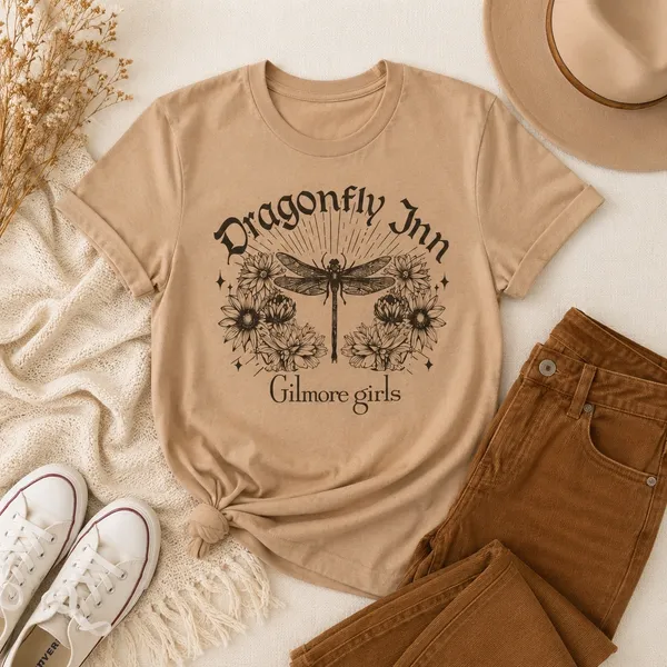 Gilmore Girls Dragonfly Inn Graphic T-Shirt Tan Cotton Short Sleeve XS NEW‎ - Image 3