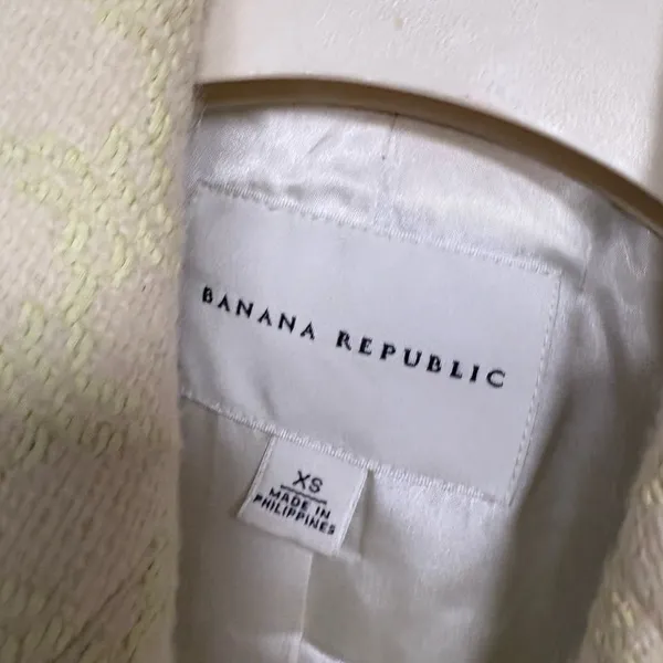 Banana Republic‎ Lime Green And White Wool Blend Trench Coat Size XS - Image 9