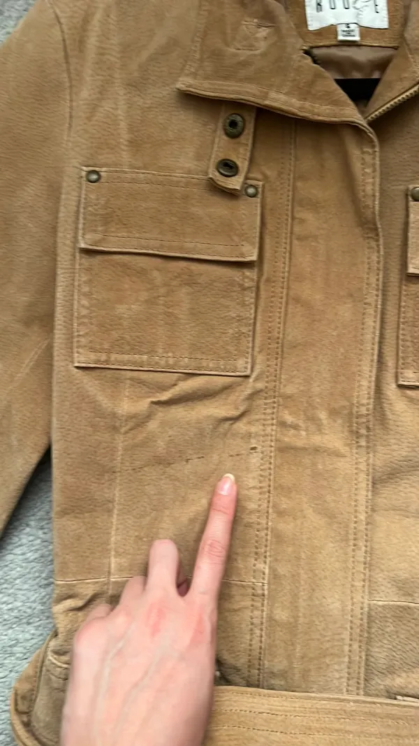 Rouge Tan Leather Jacket | Size Small - Image 6