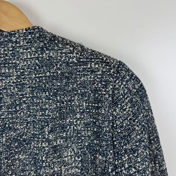 Zara Basic Collection Textured Knit Tweed Blazer Jacket‎ Medium Blue Office Chic - Image 3