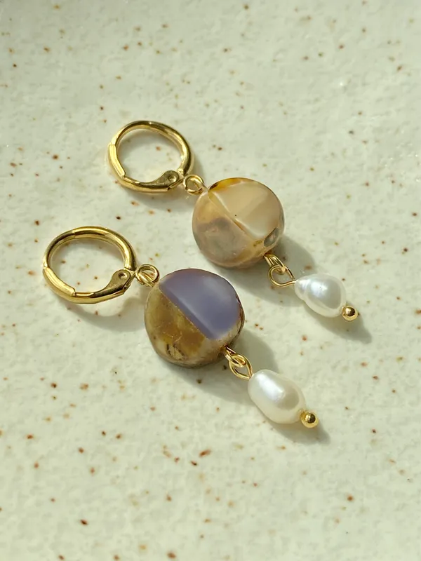 Handmade unique retro vintage fairy boho style dangle earrings w/ quality Czech glass beads💜 - Image 3