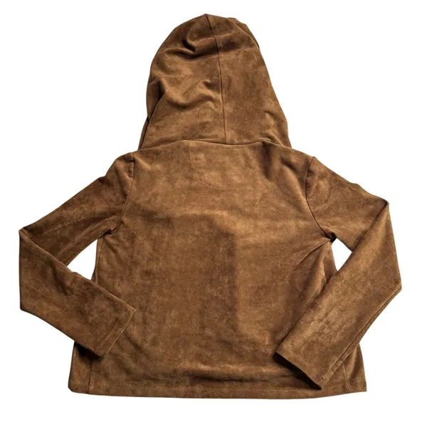 BLANKNYC Supernova Faux Suede Hooded Jacket Brown Size XS - Image 6