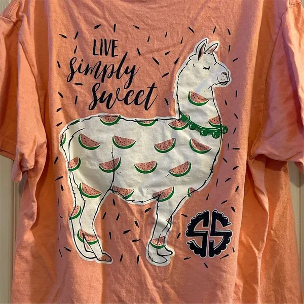 Simply Southern Women's‎ M Pink Short Sleeve T-Shirt Casual Spring Llama - Image 8
