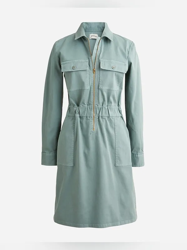J Crew Long-sleeve zip-front chino dress size 10 - Image 6