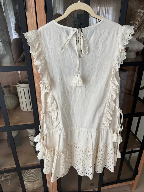 MISA eyelet embroidered mini dress ruffle flutter sleeves cotton marieta - Image 4