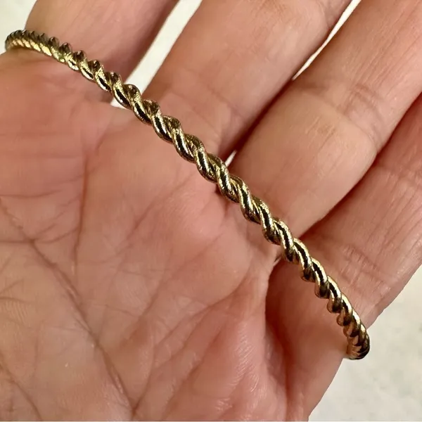Gold tone rhinestone open bangle bracelet - Image 5