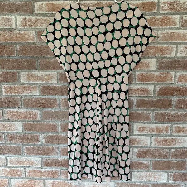 Diane Von Furstenberg DVF Natalie Shift V Neck Dress 100% Silk Green Pink Size 4 - Image 6