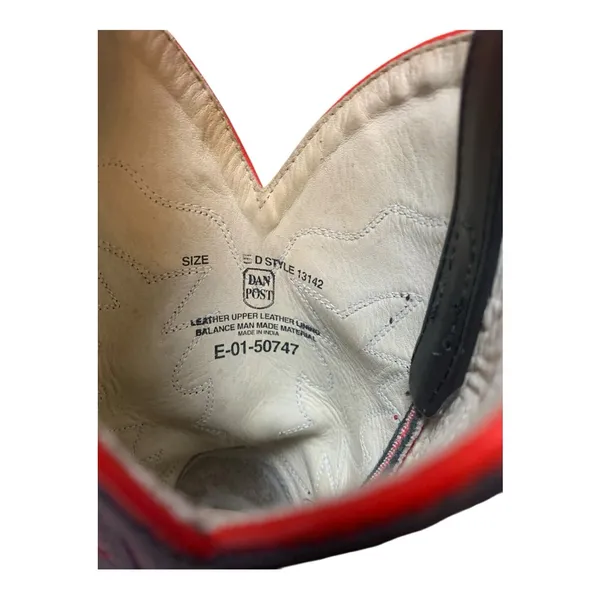 Dan post size 5 D Black Red leather Cowboy Boots country western rodeo - Image 2