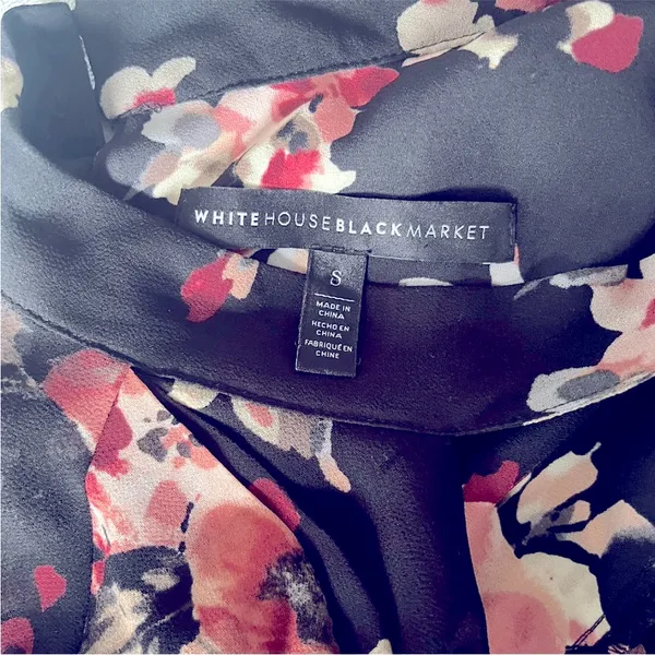 White House Black Market Black Floral Dress - Image 6